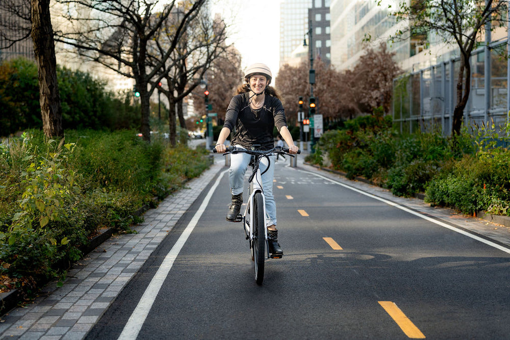 A rider on the Priority Current Plus E-Bike