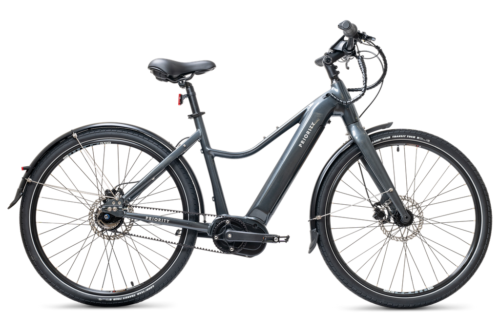 The Priority Current Plus E-Bike in White Side View