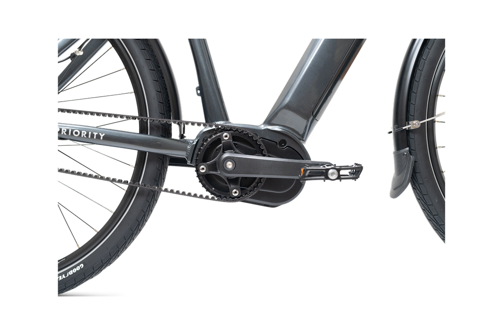 The Priority Current Plus E-Bike in White Side View