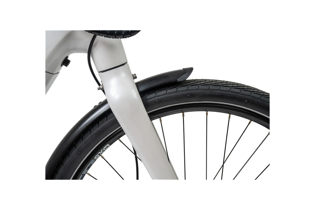 The Priority Current Plus E-Bike in White Side View
